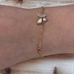 Delicate butterfly bracelet Floating Diamond CZ 925 Sterling Silver Rose Gold